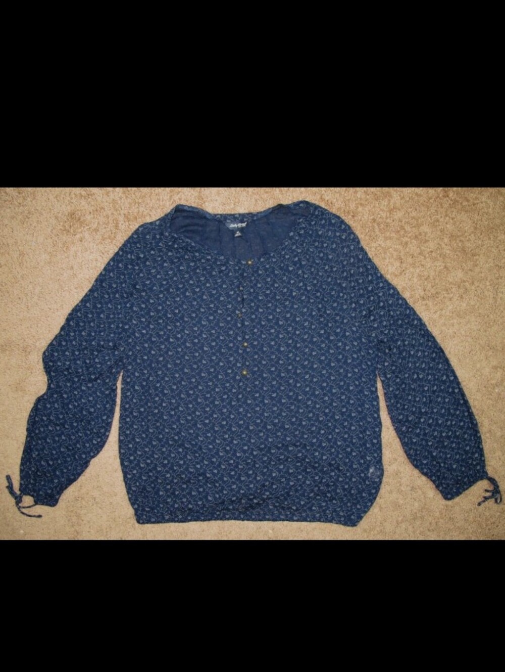 Lucky Brand Popover Bohemian Top Blouse Size Medium
